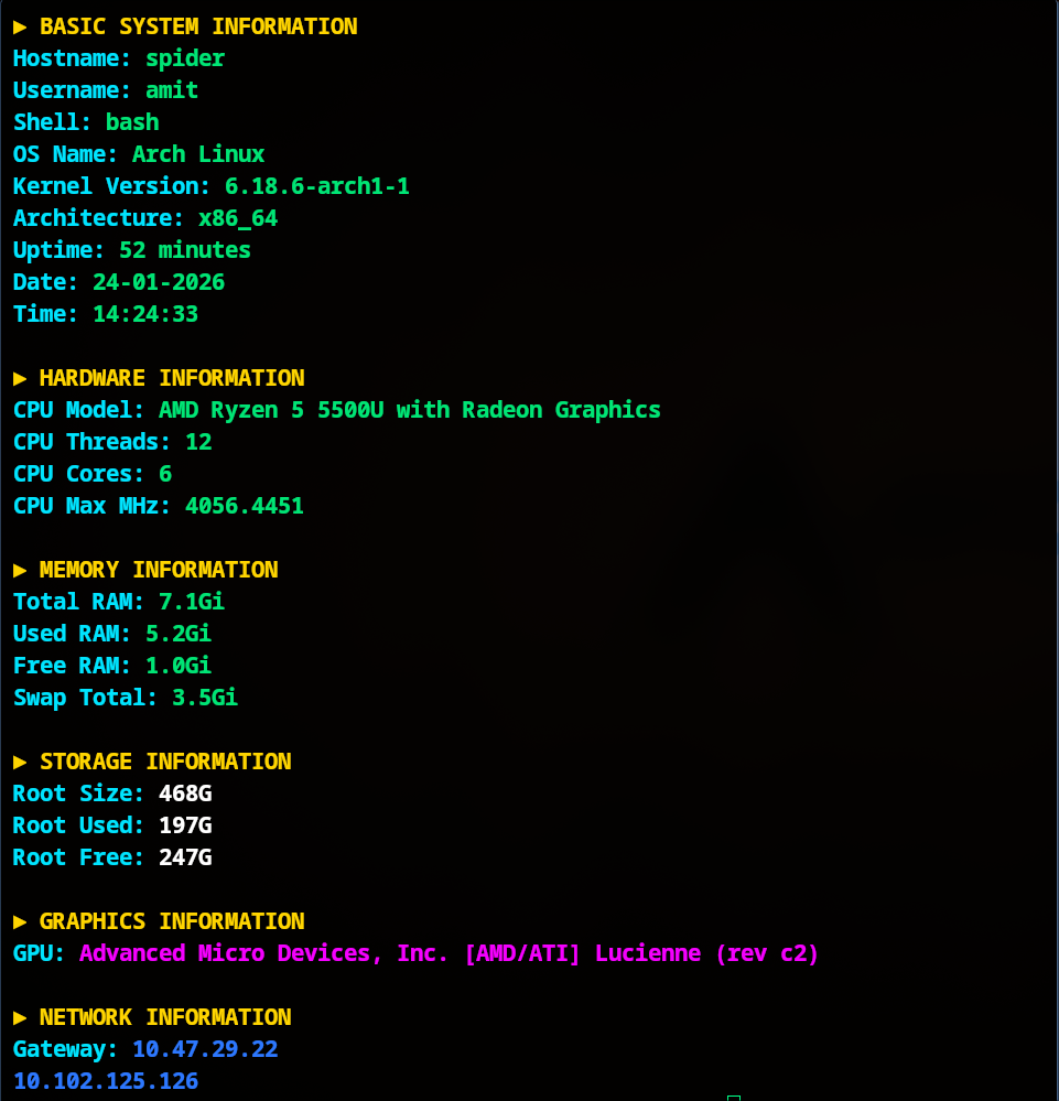System Info Script Screenshot